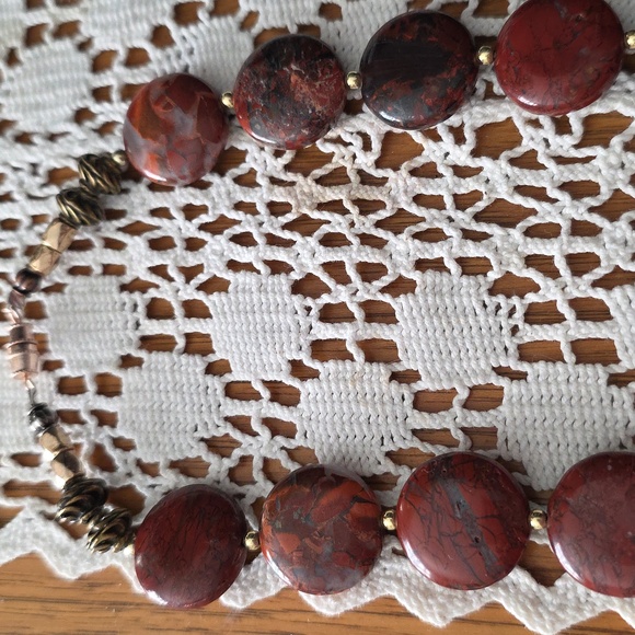 Vintage Estate Coin Poppy Striped Jasper Chsin W High Grade  Carnelian Pendant - Picture 10 of 14